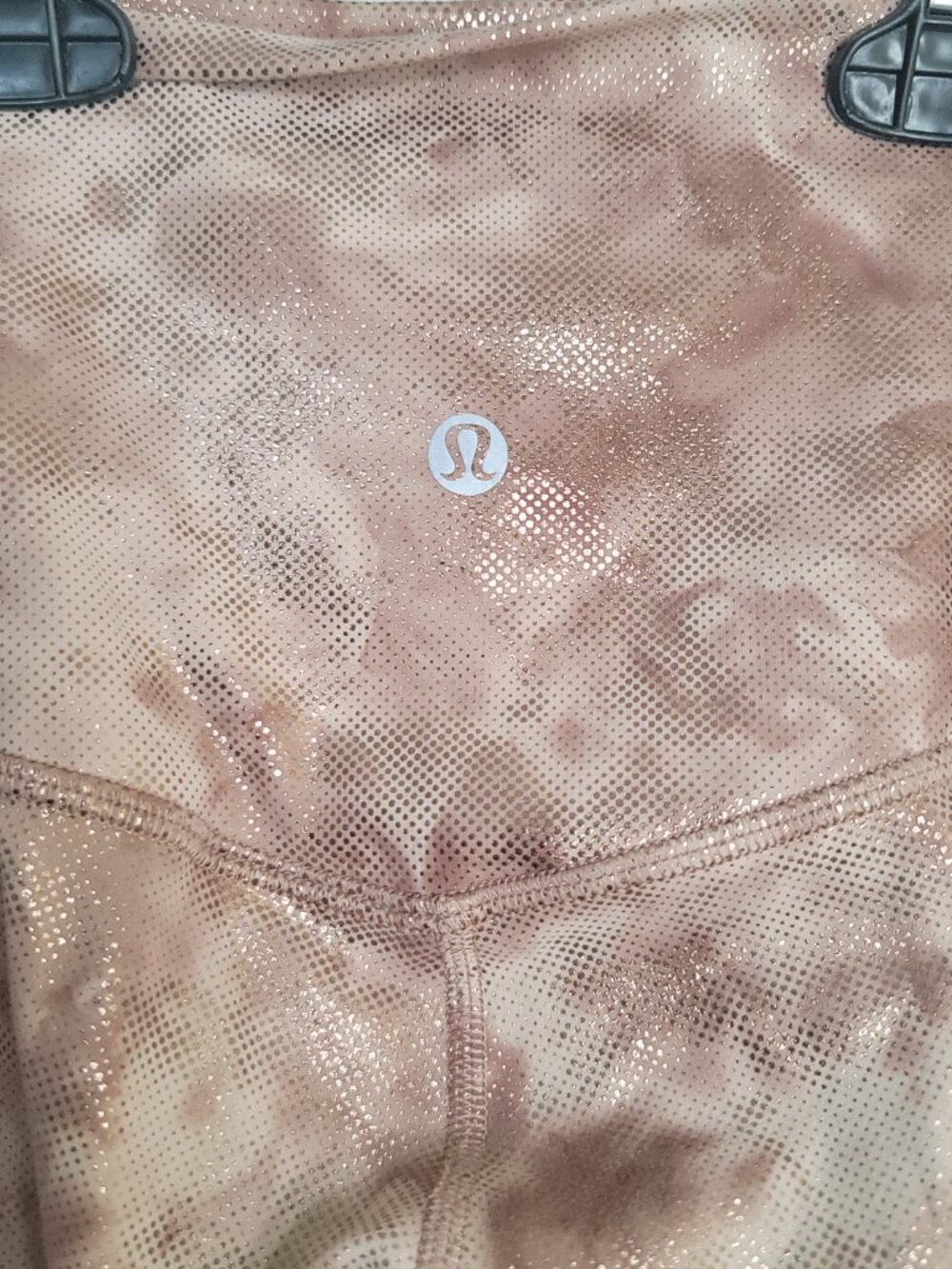 Lululemon Girls Leggings Brown Beige Tie‑Dye High‑Waist Size 4 - Picture 2 of 13